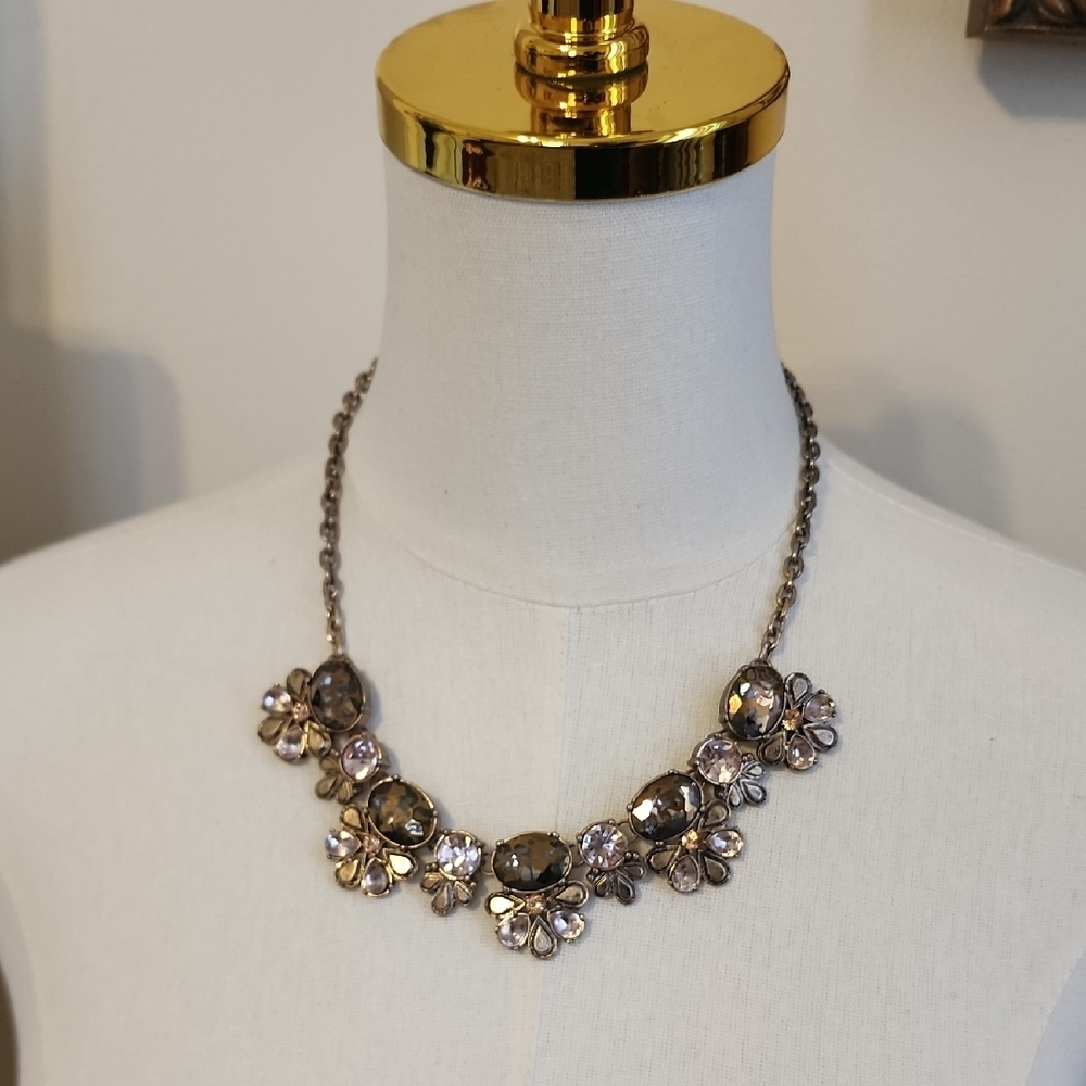 Floral Statenent Necklace With Gold and Silver Accents